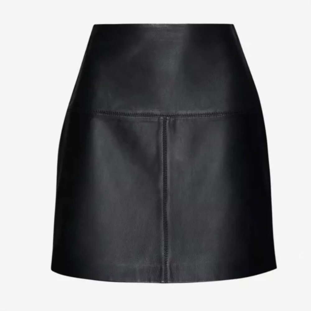 Ted Baker London Black Valiat Leather Mini Skirt